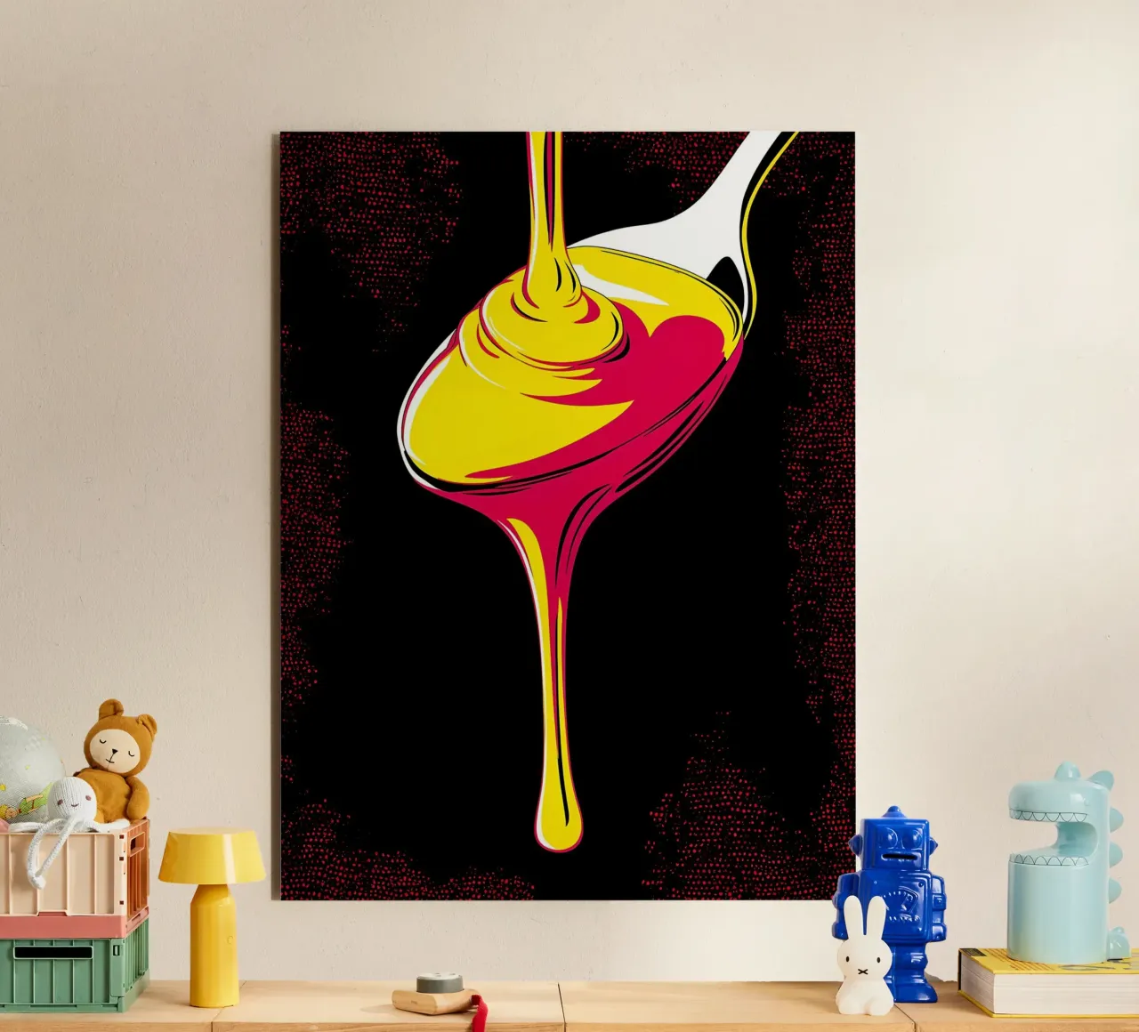 Tropfende Löffel - Pop Art Forex-Platte von ColorCrash Gallery