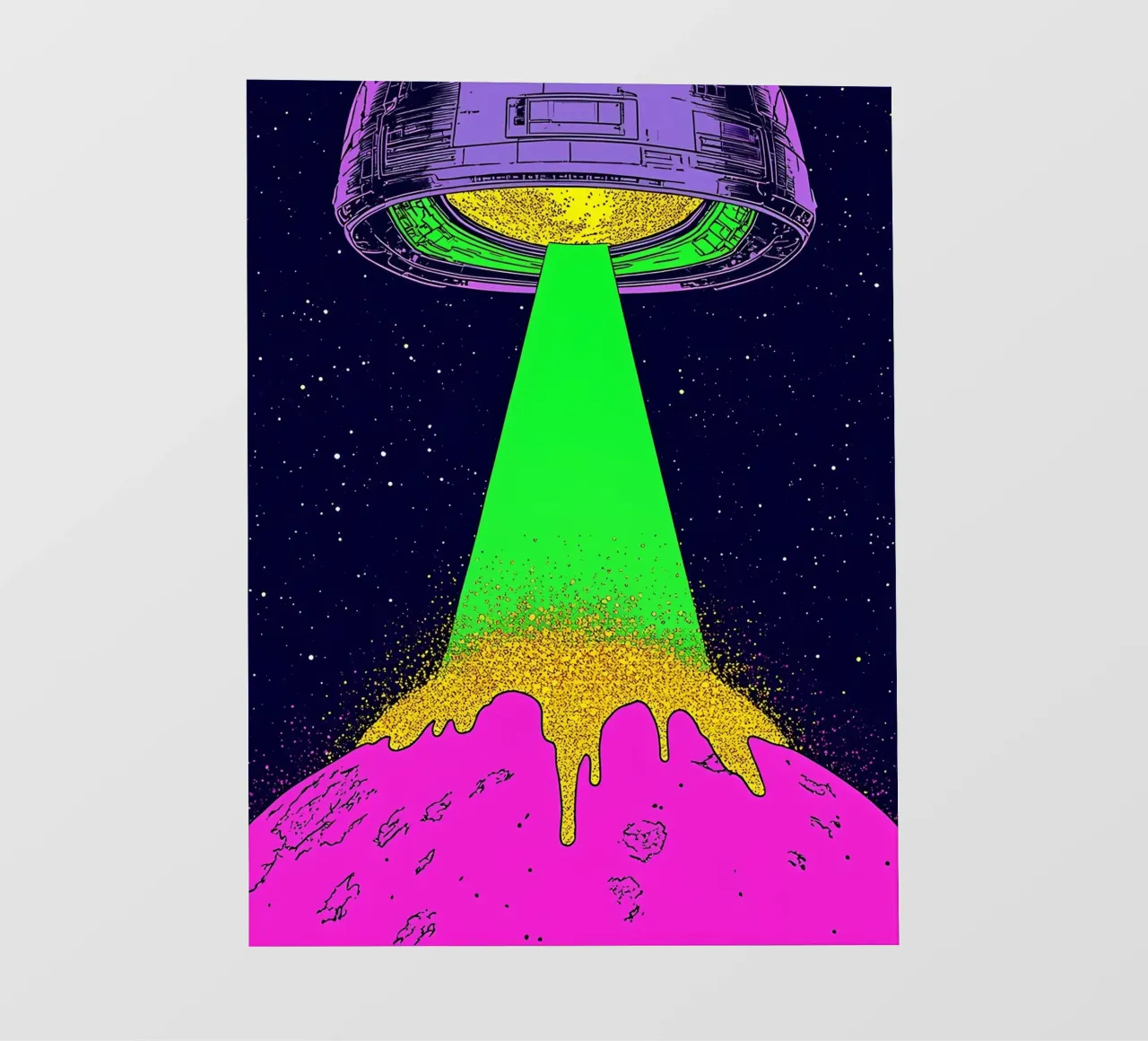 UFO Beaming Planet - Pop Art backlit film by ColorCrash Gallery