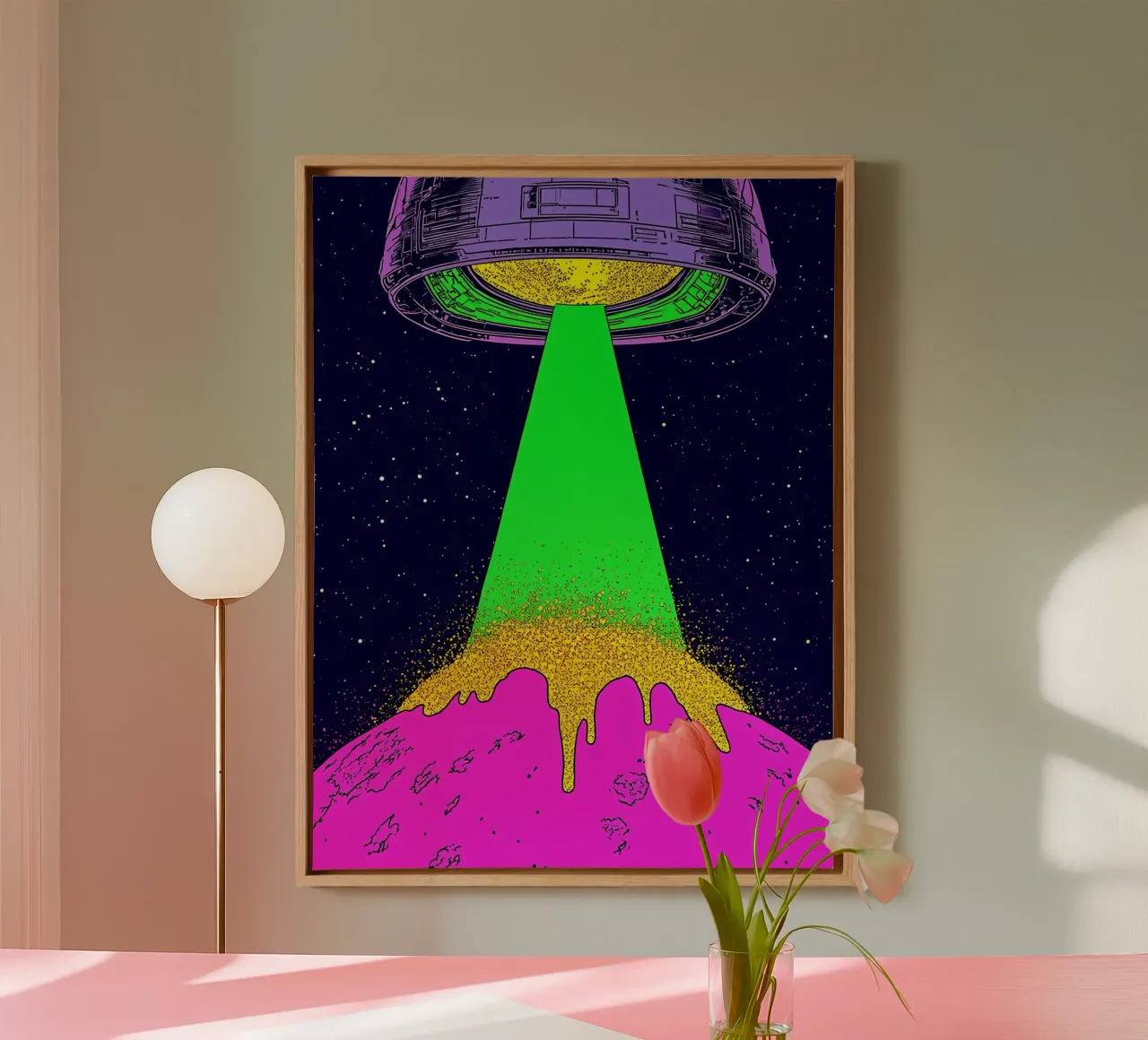 UFO Beaming Planet - Pop Art canvas by ColorCrash Gallery