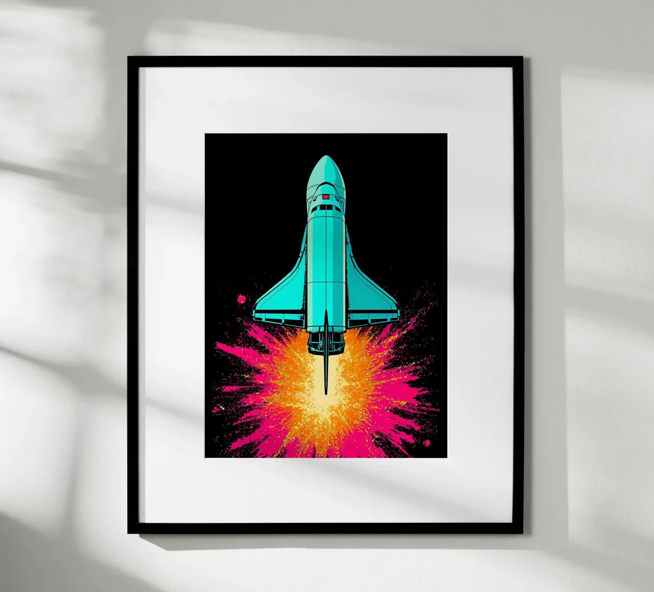 Navette spatiale - Pop Art poster avec cadre en bois de ColorCrash Gallery