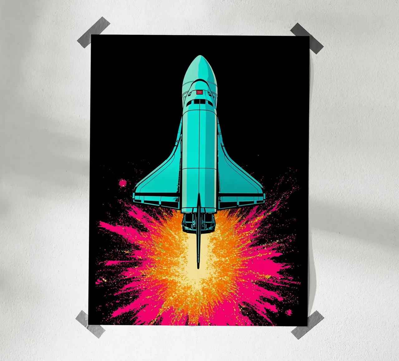 Navetta spaziale - Pop Art poster con telaio in legno da ColorCrash Gallery