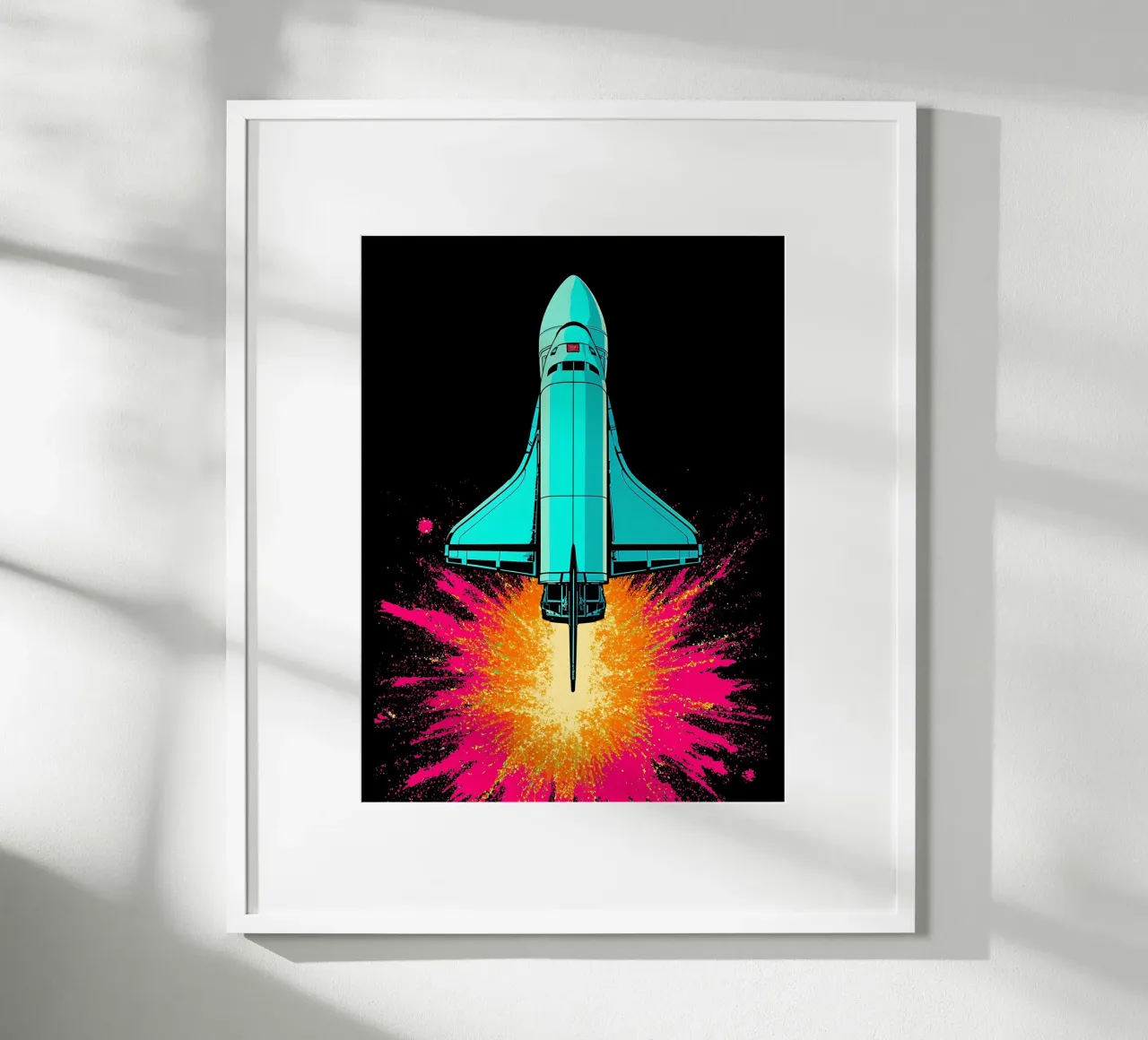 Navette spatiale - Pop Art poster avec cadre en bois de ColorCrash Gallery