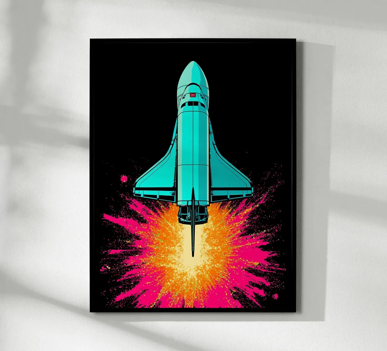 Navette spatiale - Pop Art poster avec cadre en bois de ColorCrash Gallery