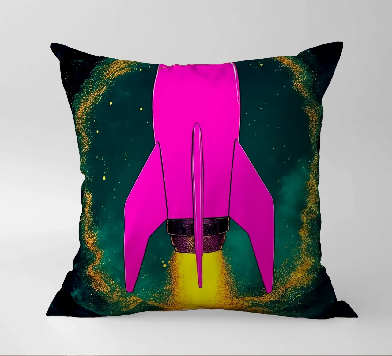 Lancio di una nave spaziale - Pop Art cuscino da ColorCrash Gallery