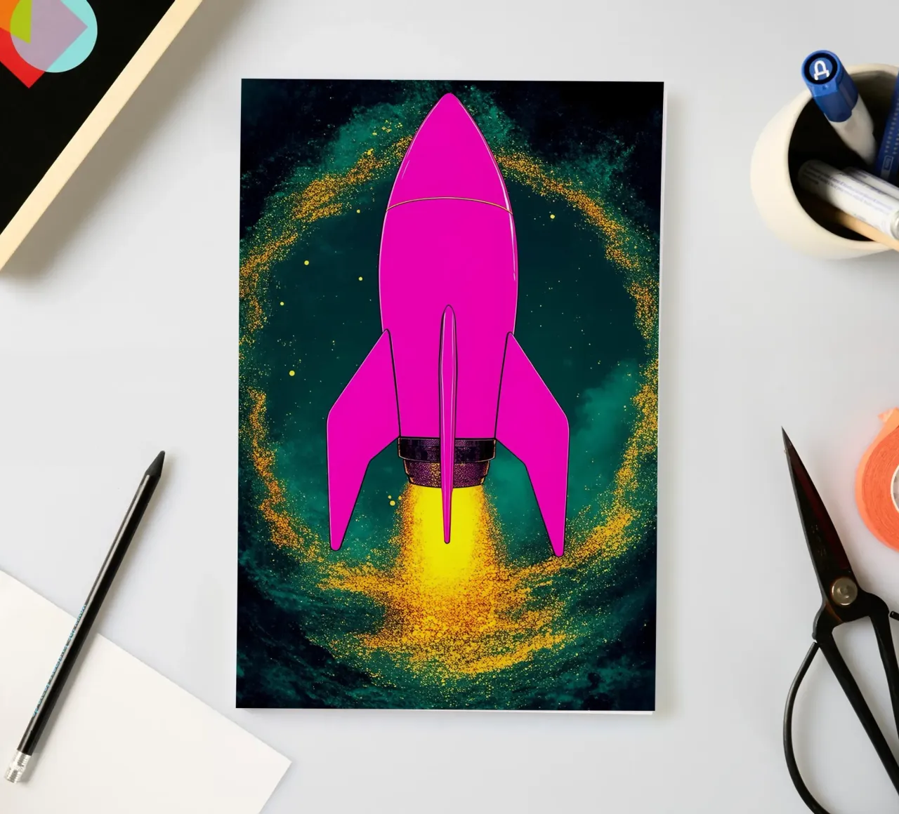 Lancement d'un vaisseau spatial - Pop Art carnet de notes de ColorCrash Gallery