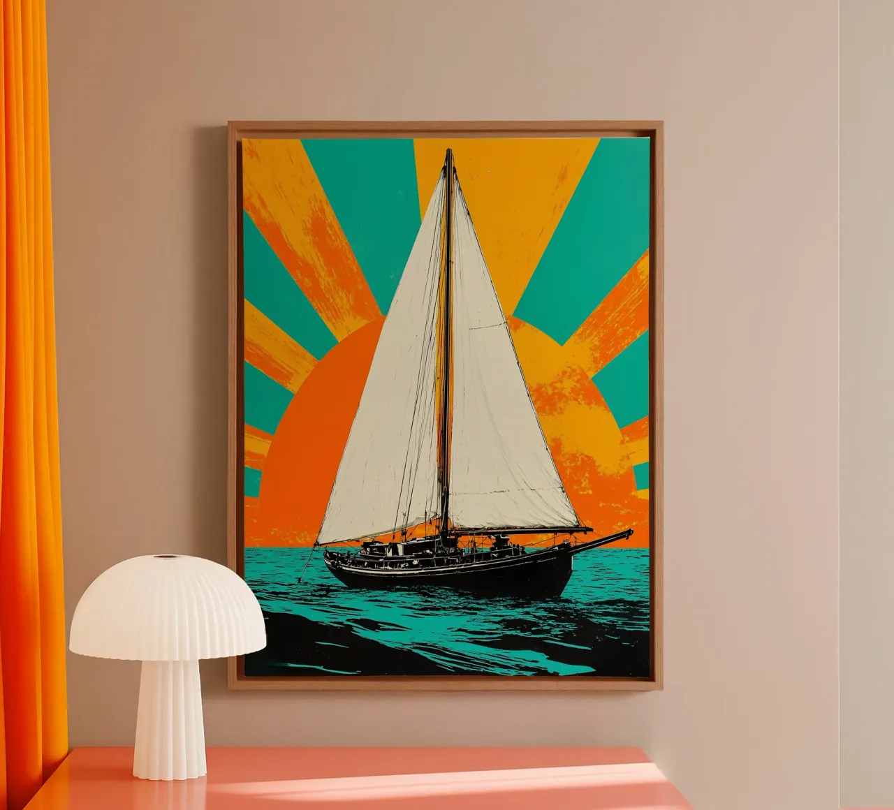Zeilboot - Pop Art canvas met Baklijst van ColorCrash Gallery