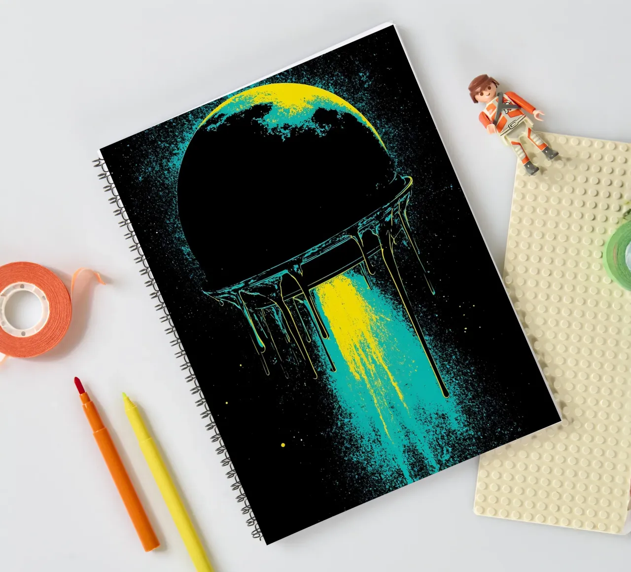 Spaceship Dripping - Pop Art spiral notebook by ColorCrash Gallery
