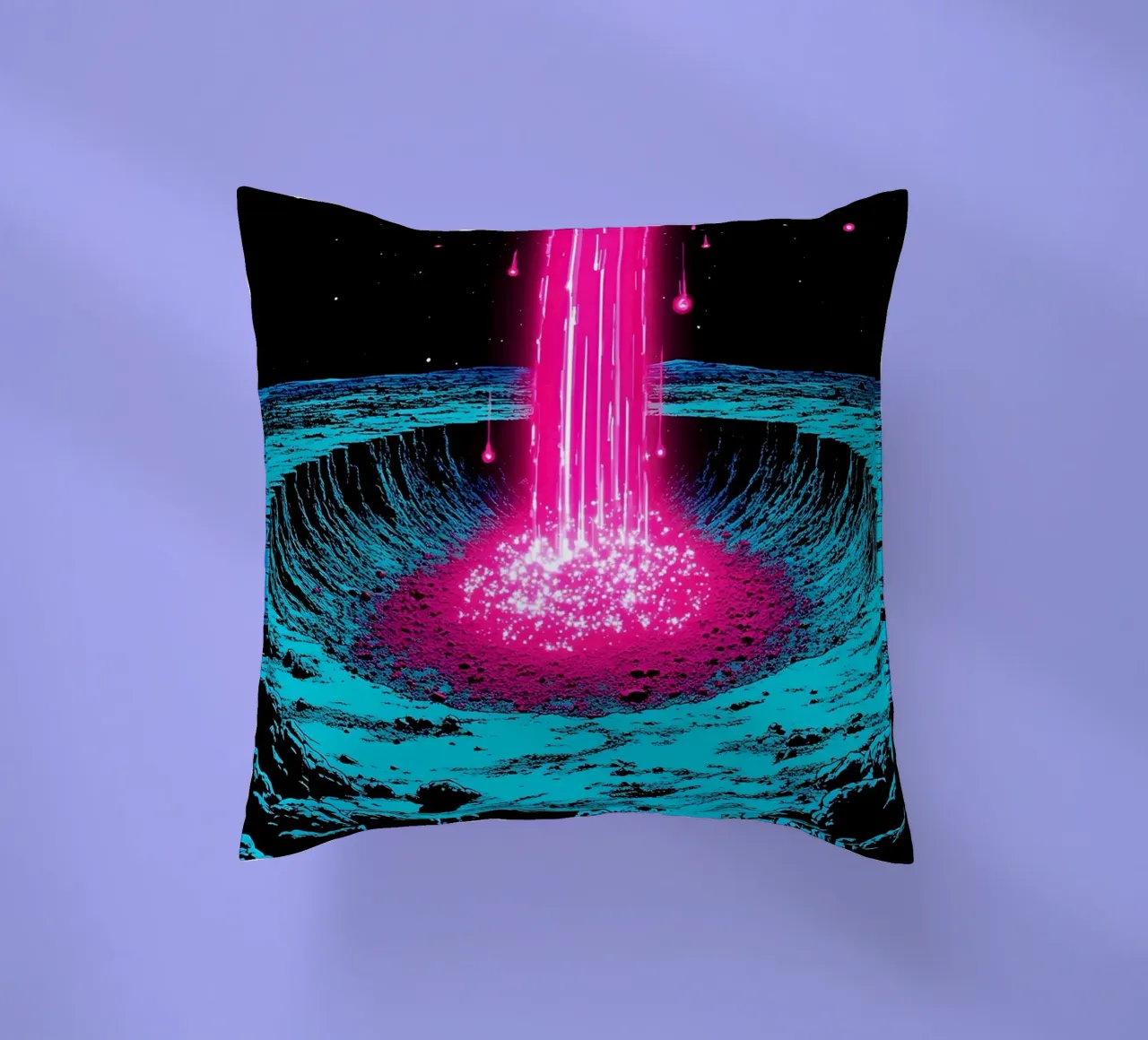 Raggio spaziale sulla luna - Pop Art cuscino da ColorCrash Gallery