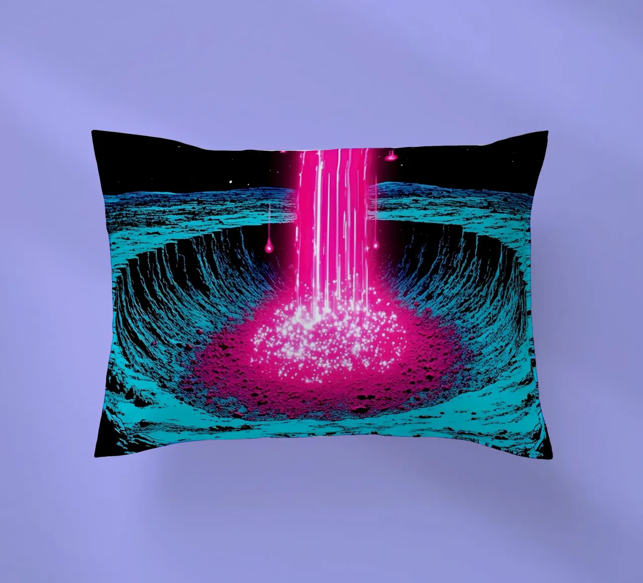Raggio spaziale sulla luna - Pop Art cuscino da ColorCrash Gallery