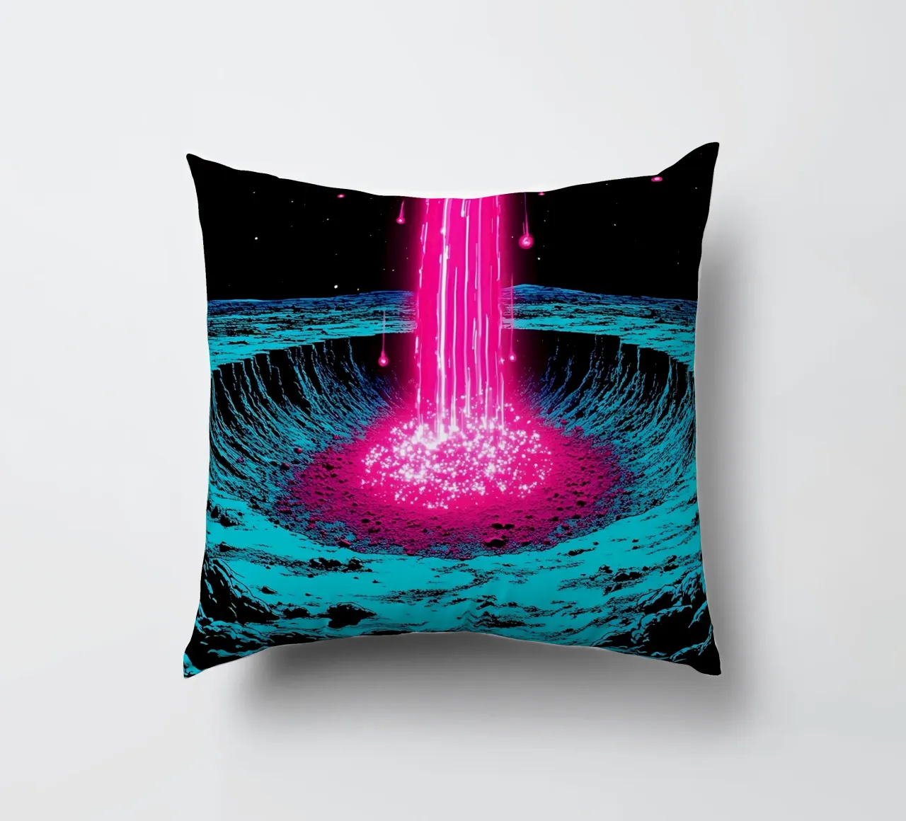 Raggio spaziale sulla luna - Pop Art cuscino da ColorCrash Gallery