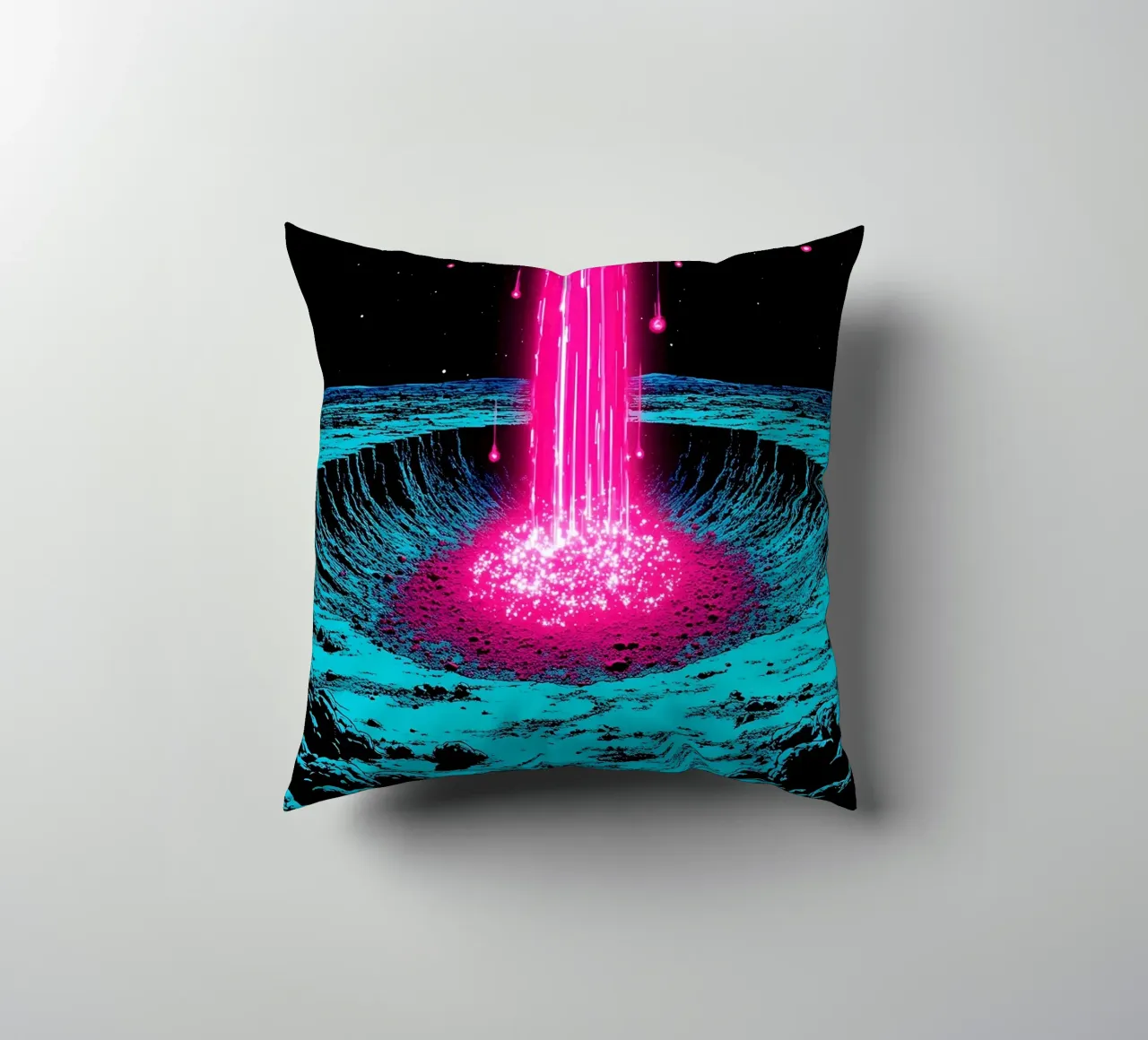 Raggio spaziale sulla luna - Pop Art cuscino da ColorCrash Gallery