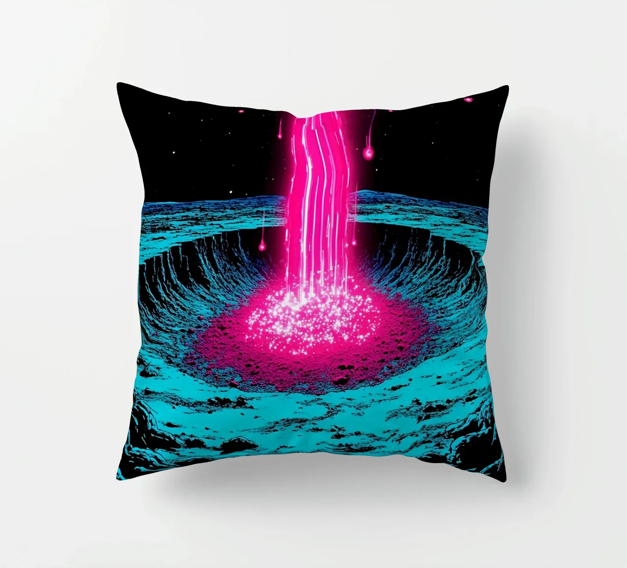 Raggio spaziale sulla luna - Pop Art cuscino da ColorCrash Gallery