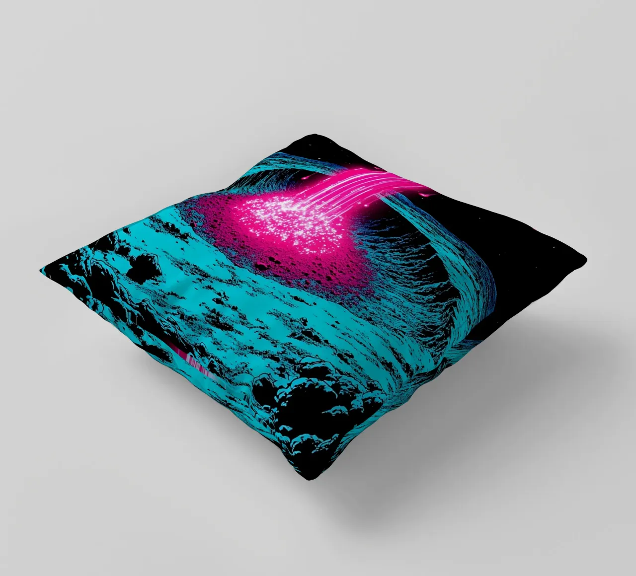 Raggio spaziale sulla luna - Pop Art cuscino da ColorCrash Gallery