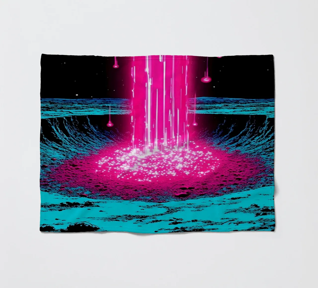 Raggio spaziale sulla luna - Pop Art coperta in pile da ColorCrash Gallery
