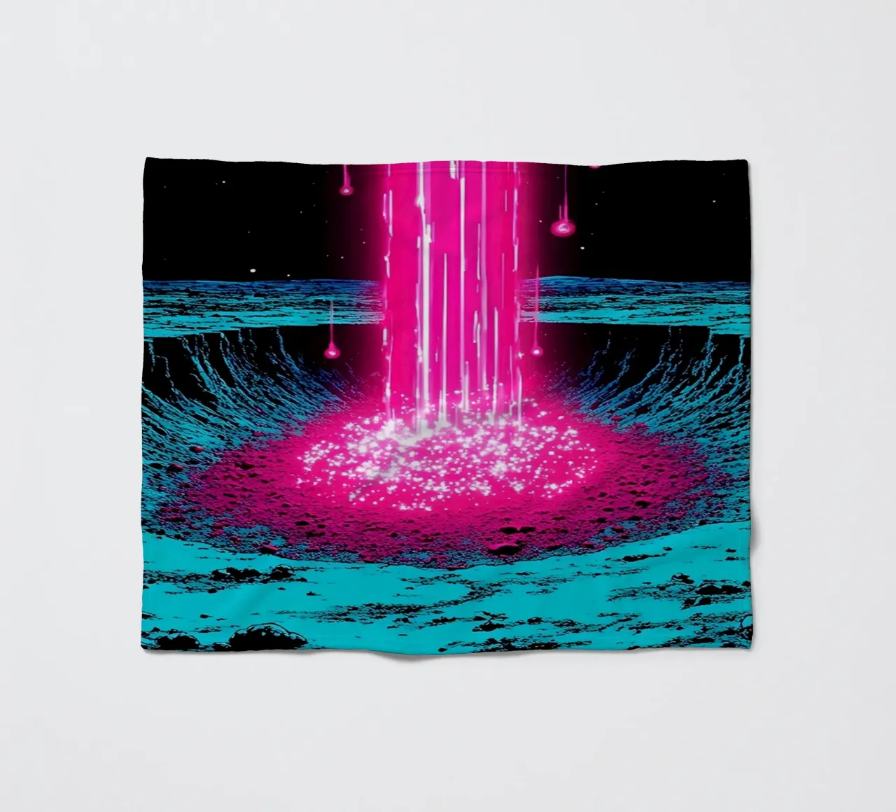 Raggio spaziale sulla luna - Pop Art coperta in pile da ColorCrash Gallery