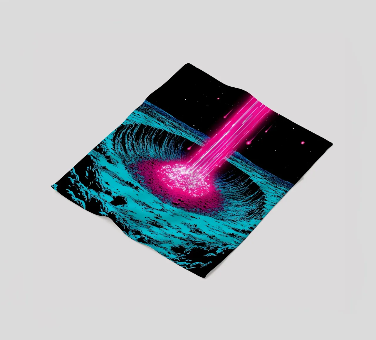 Raggio spaziale sulla luna - Pop Art coperta in pile da ColorCrash Gallery