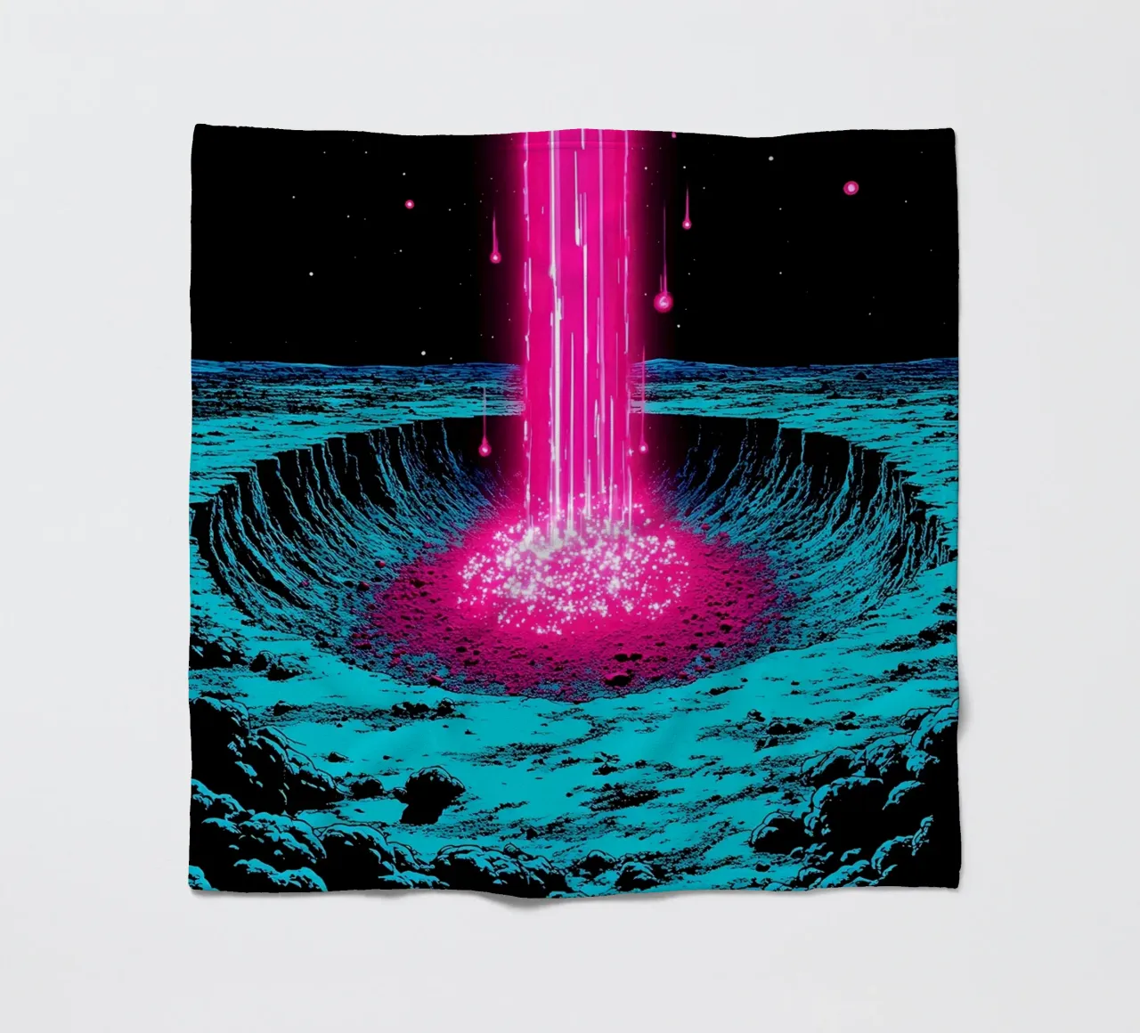 Raggio spaziale sulla luna - Pop Art coperta in pile da ColorCrash Gallery