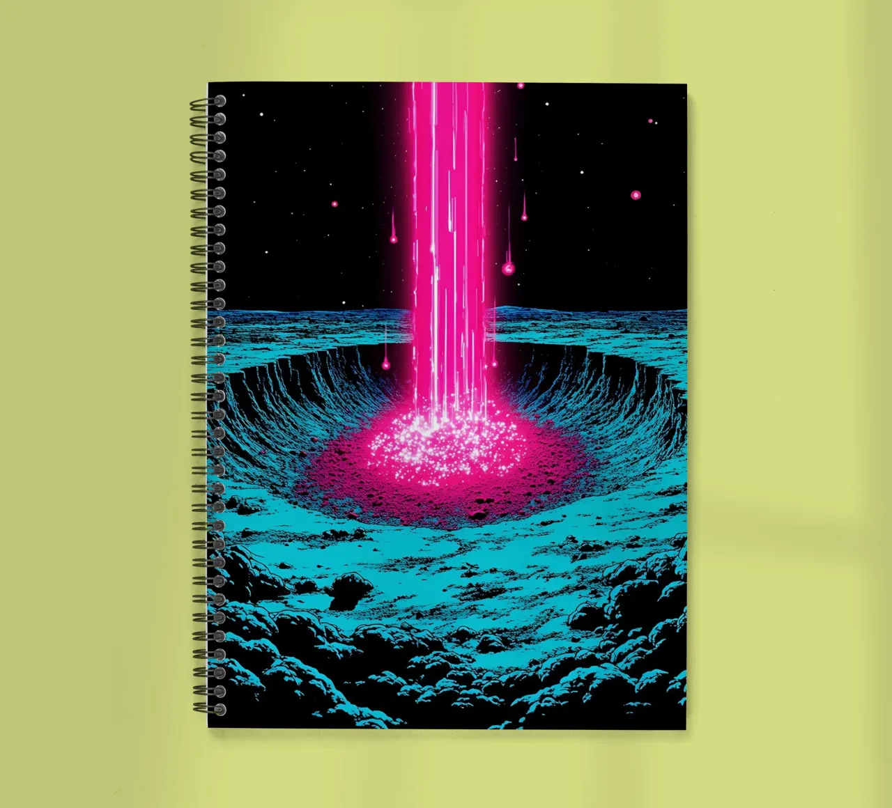 Space Beam On Moon - Pop Art spiral notebook by ColorCrash Gallery
