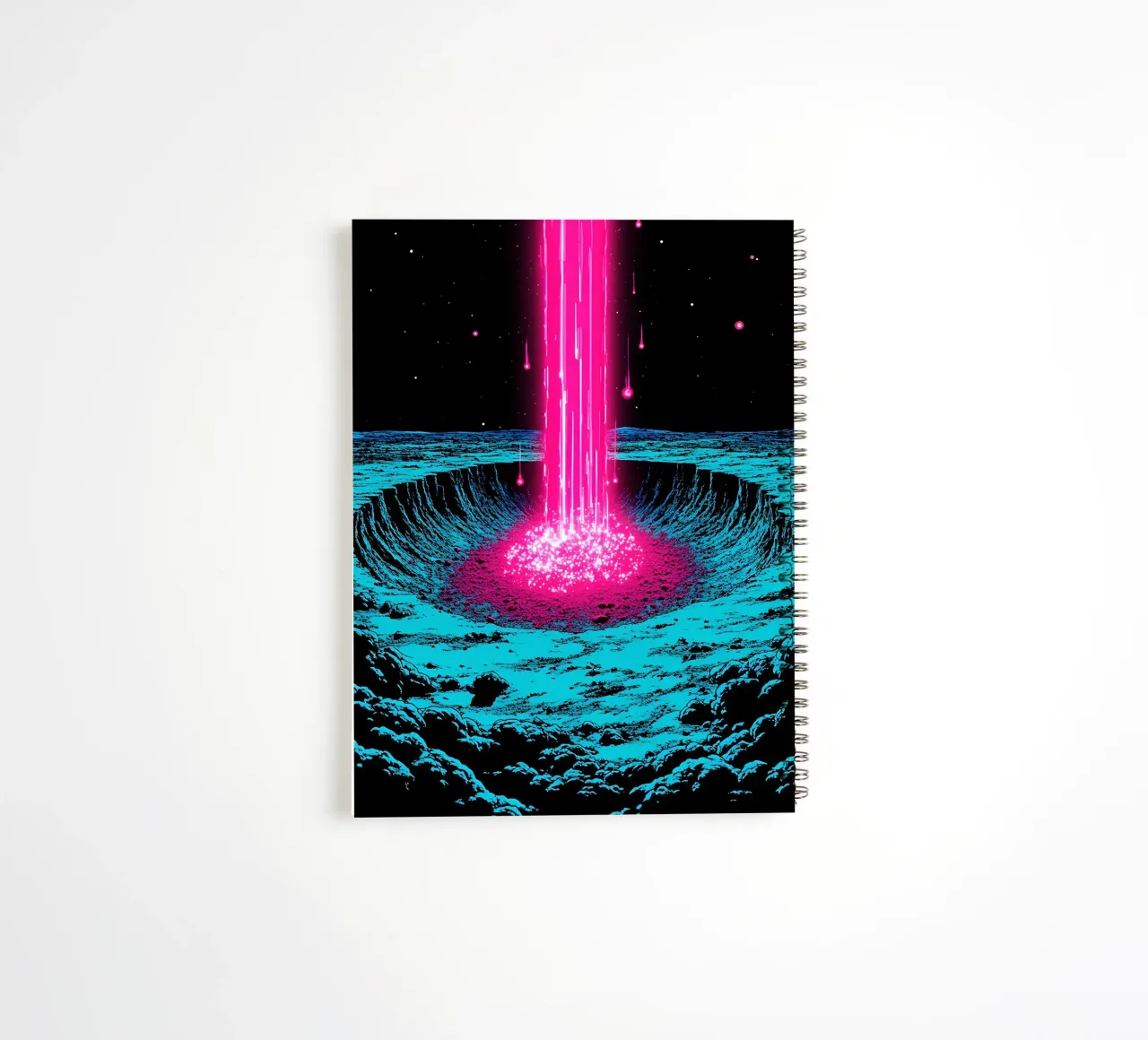 Space Beam On Moon - Pop Art spiral notebook by ColorCrash Gallery