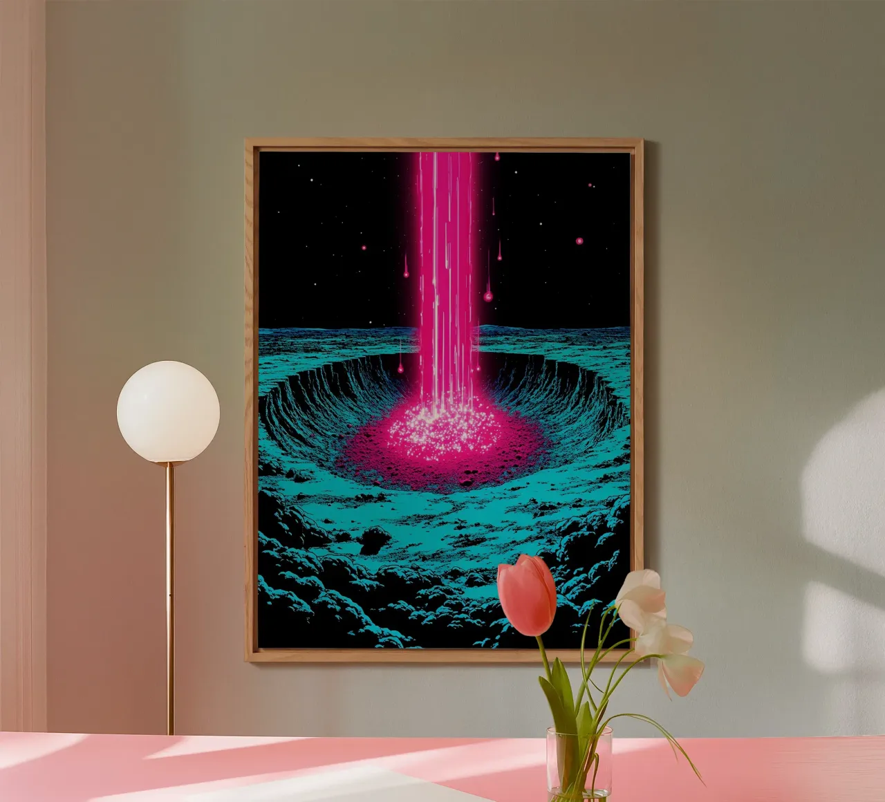 Raggio spaziale sulla luna - Pop Art alluminio dibond da ColorCrash Gallery