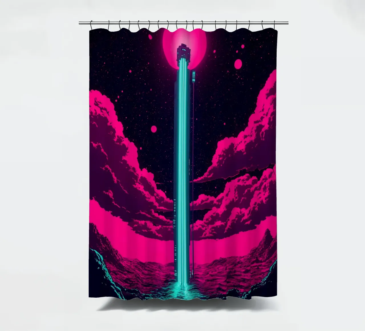 Space Elevator - Pop Art shower curtain by ColorCrash Gallery