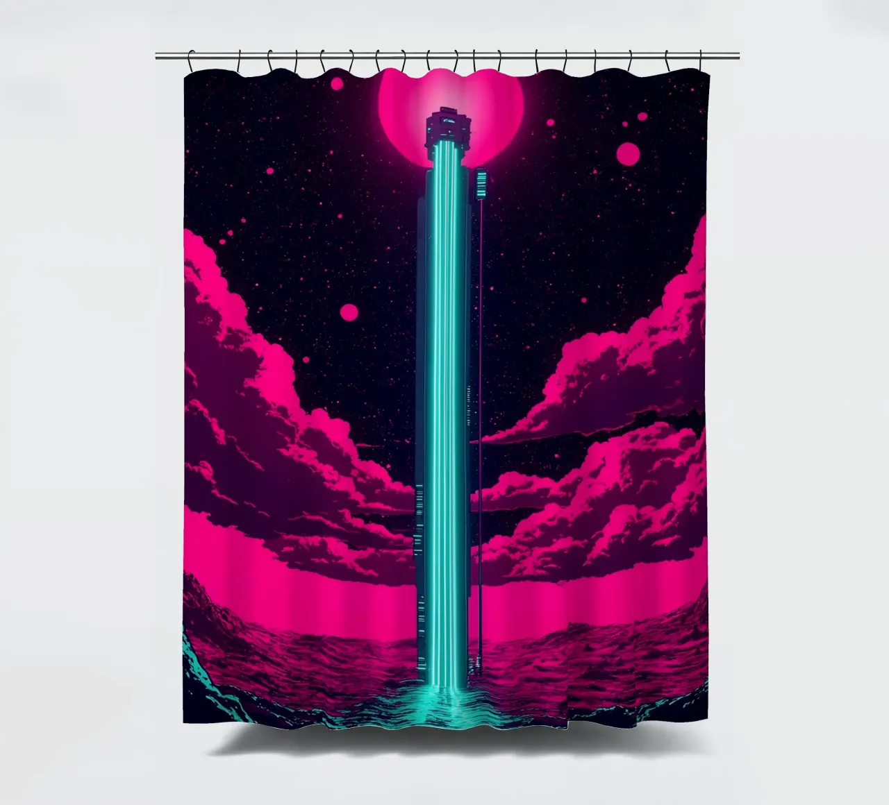 Space Elevator - Pop Art shower curtain by ColorCrash Gallery