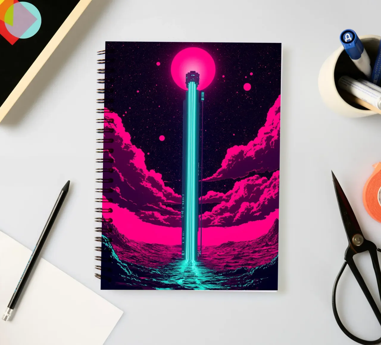 Weltraumaufzug - Pop Art Ringbuch von ColorCrash Gallery