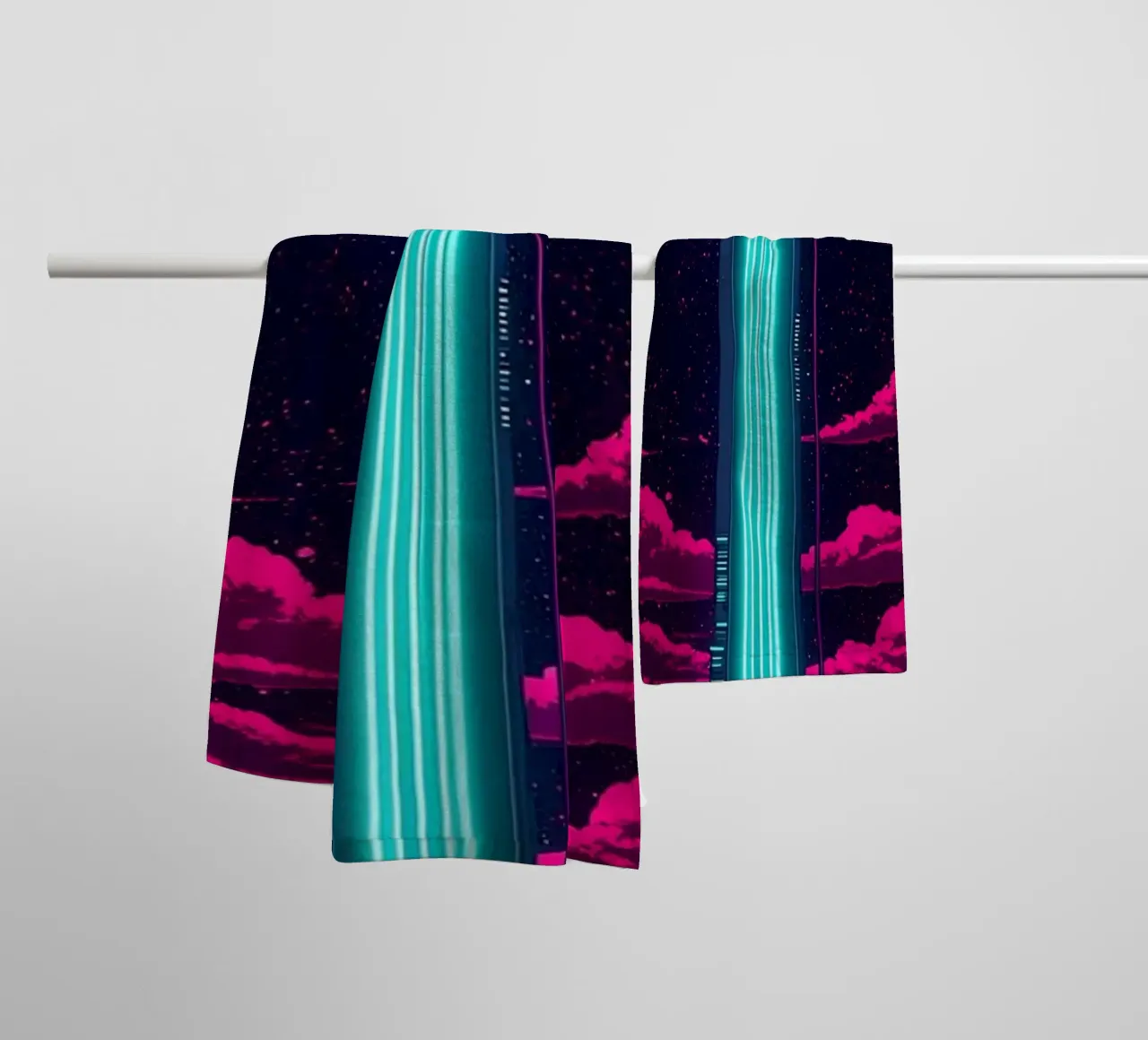 Ascensore spaziale - Pop Art asciugamano da bagno da ColorCrash Gallery