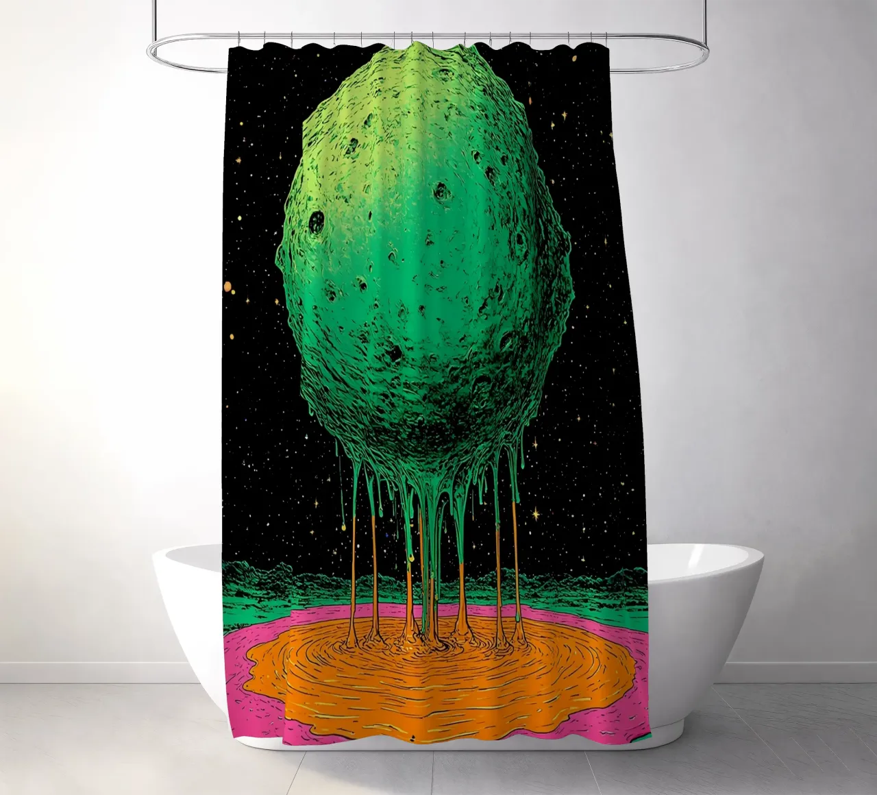 Planet Dripping - Pop Art tenda da doccia da ColorCrash Gallery