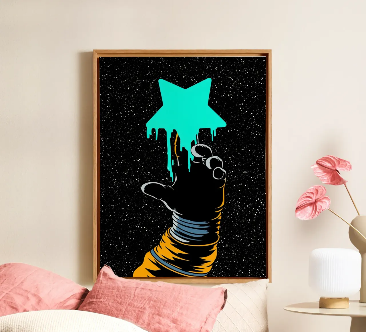 Astronauta che tocca la stella - Pop Art tela da ColorCrash Gallery