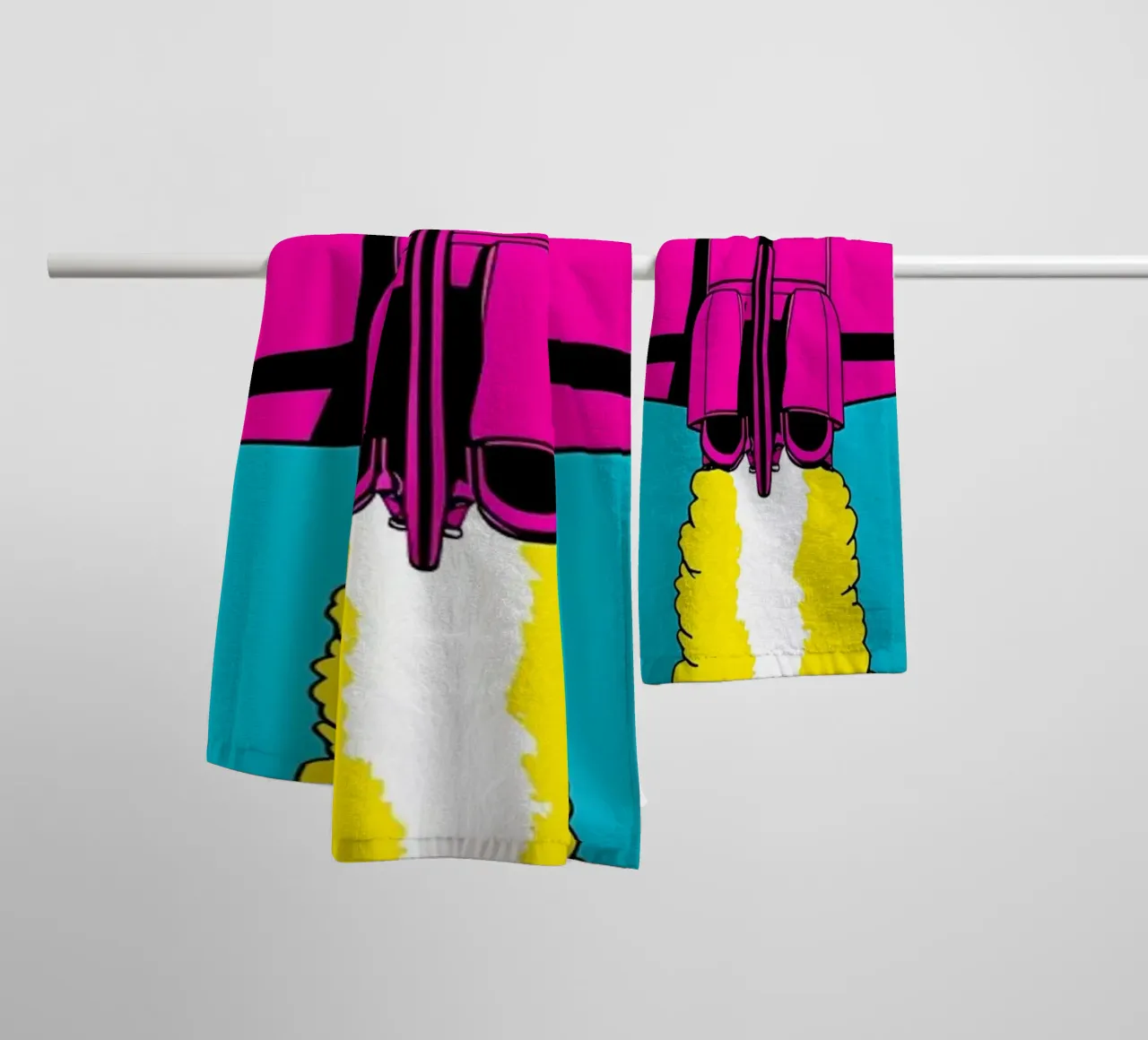 Lancering spaceshuttle - Pop Art badhanddoek van ColorCrash Gallery