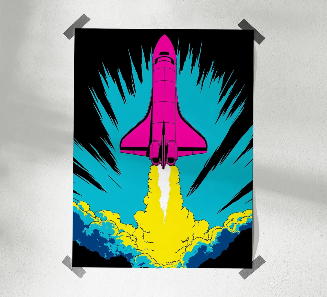 Lancering spaceshuttle - Pop Art hahnemühle van ColorCrash Gallery