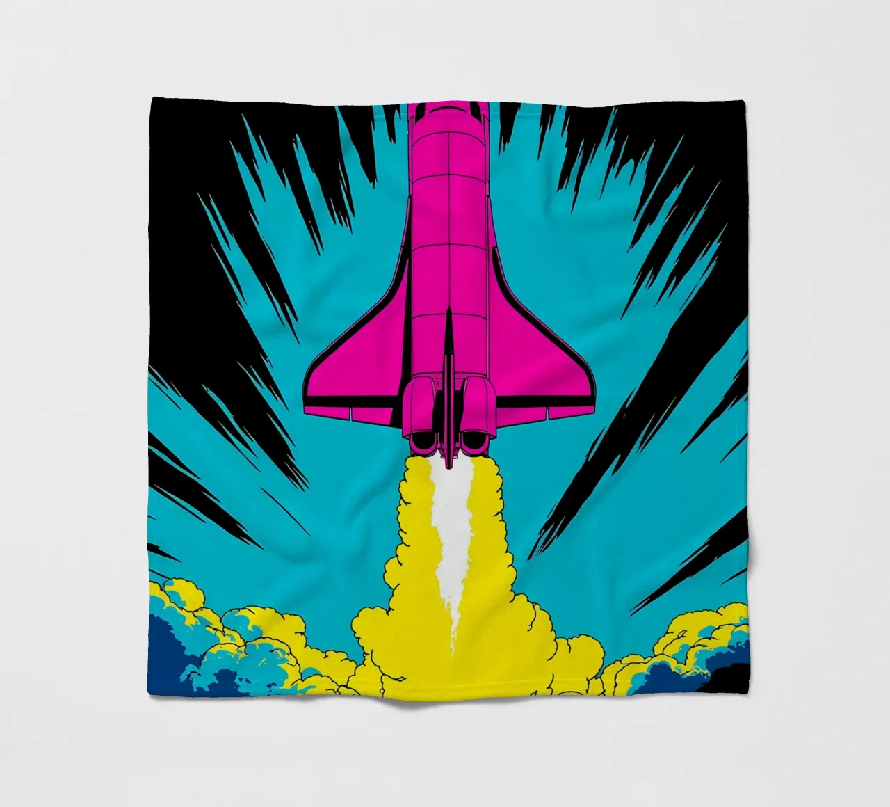 Lancering spaceshuttle - Pop Art fleecedeken van ColorCrash Gallery