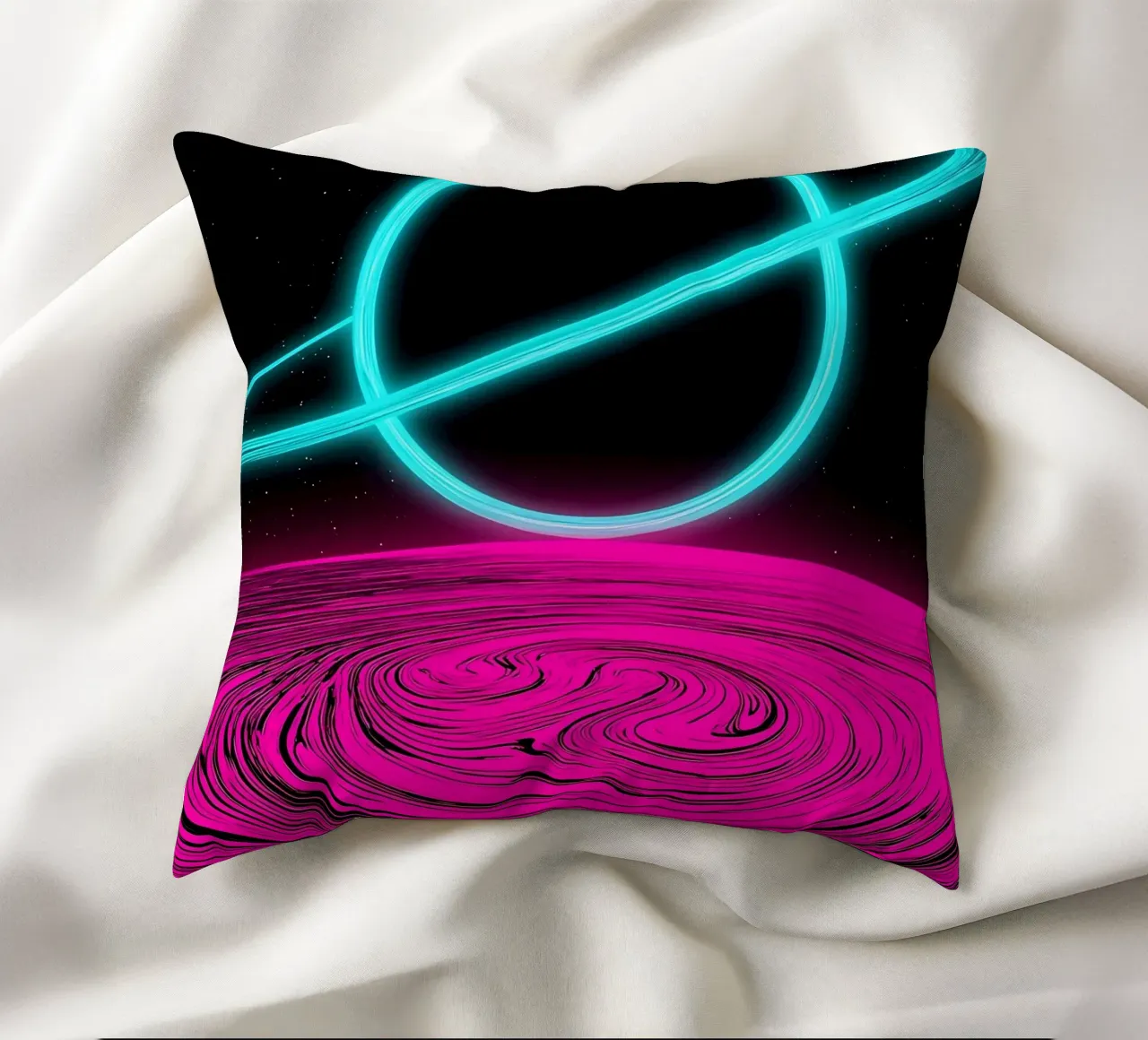 Pianeta con anello - Pop Art cuscino da ColorCrash Gallery
