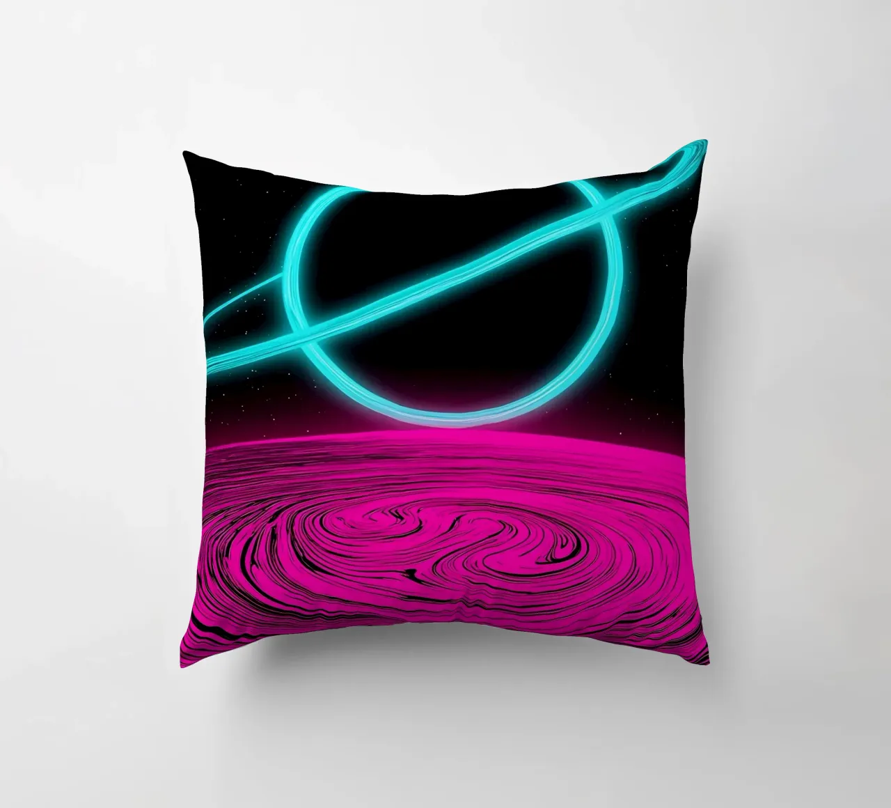 Pianeta con anello - Pop Art cuscino da ColorCrash Gallery
