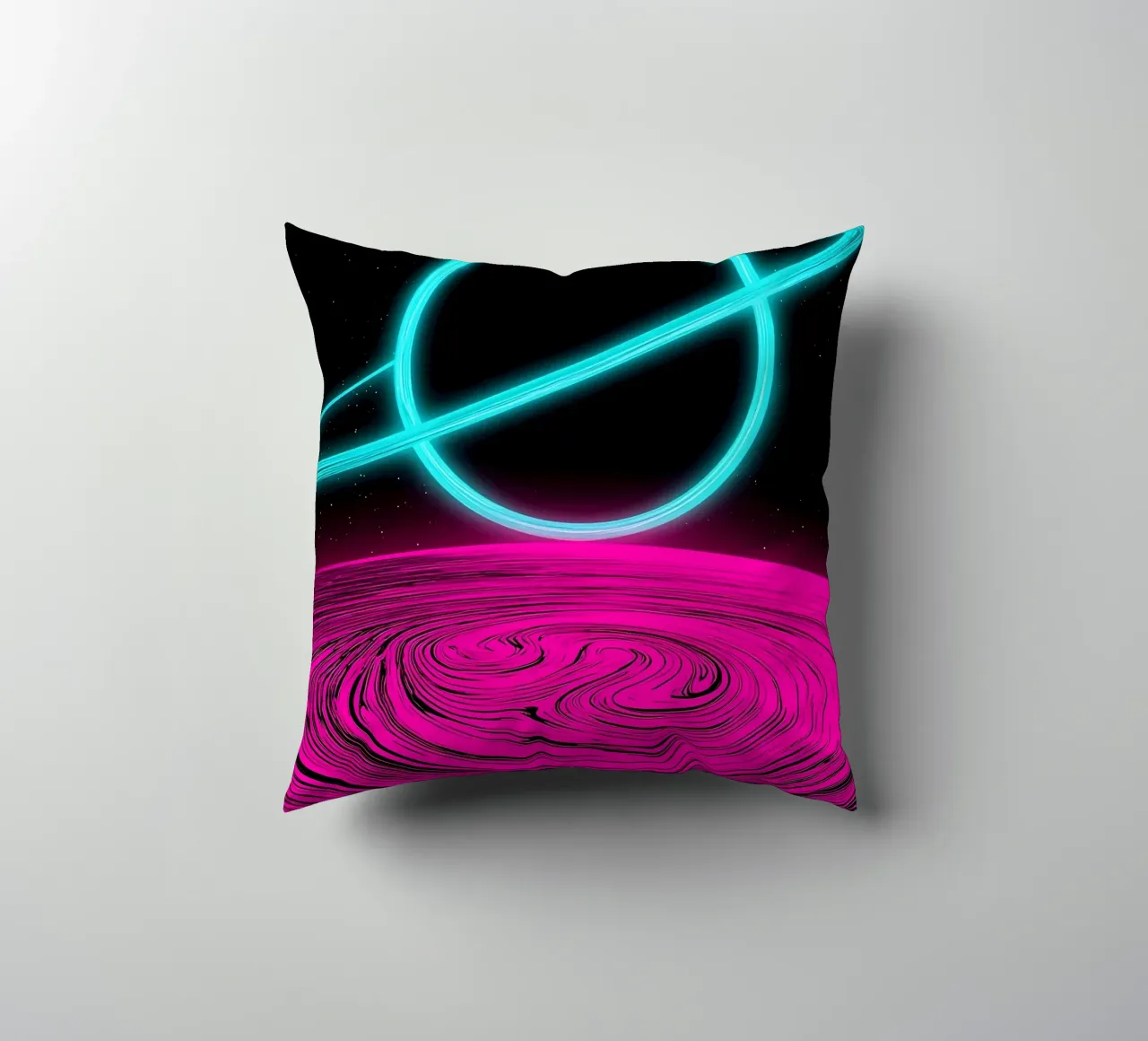 Pianeta con anello - Pop Art cuscino da ColorCrash Gallery