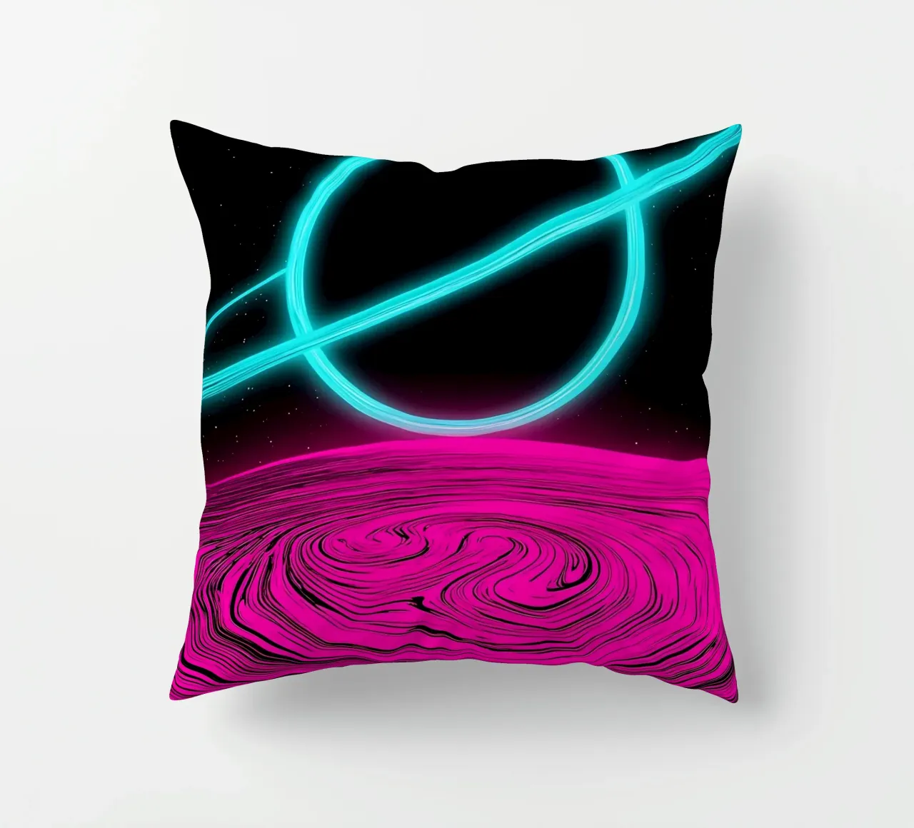 Pianeta con anello - Pop Art cuscino da ColorCrash Gallery