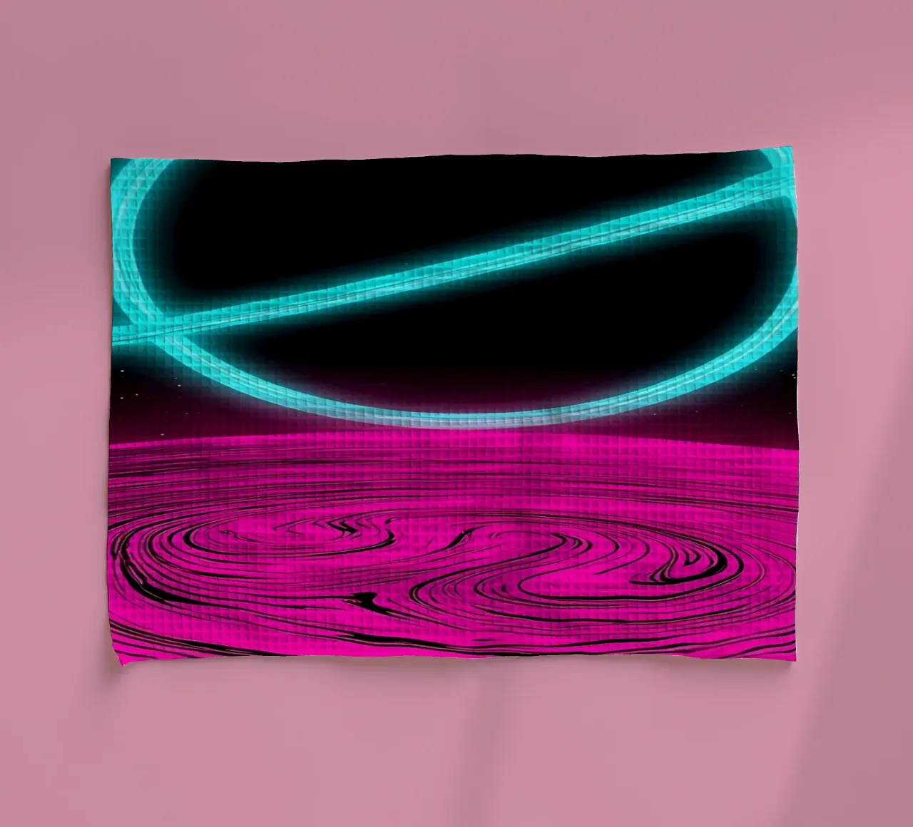Planet With Ring - Pop Art tea towel by ColorCrash Gallery