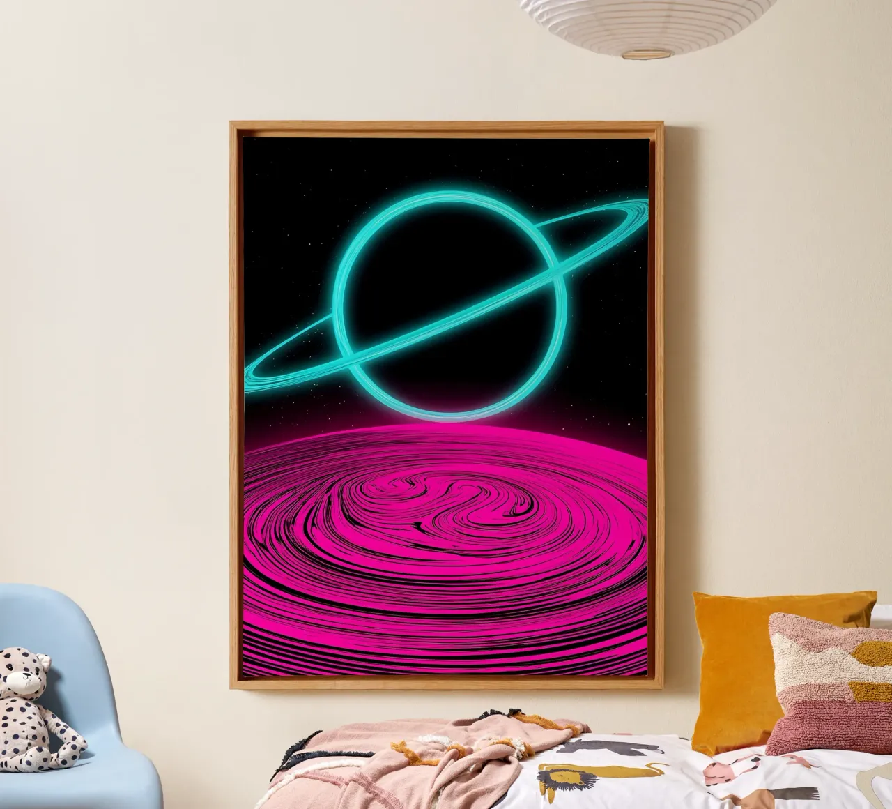 Planet With Ring - Pop Art canvas met Baklijst van ColorCrash Gallery