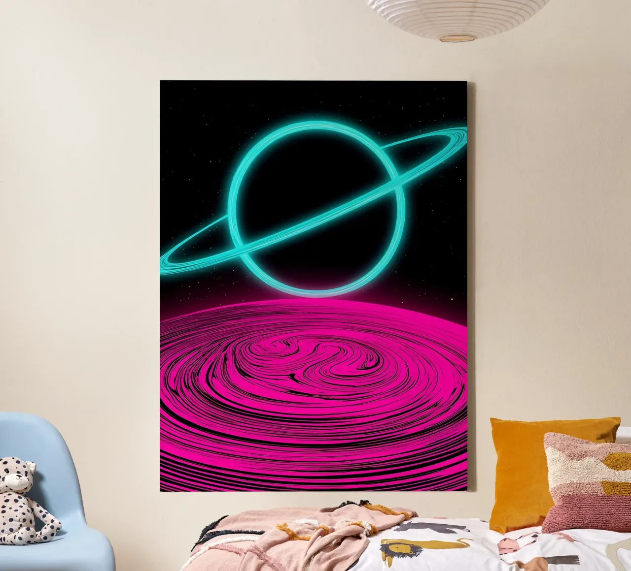 Planet With Ring - Pop Art canvas met Baklijst van ColorCrash Gallery