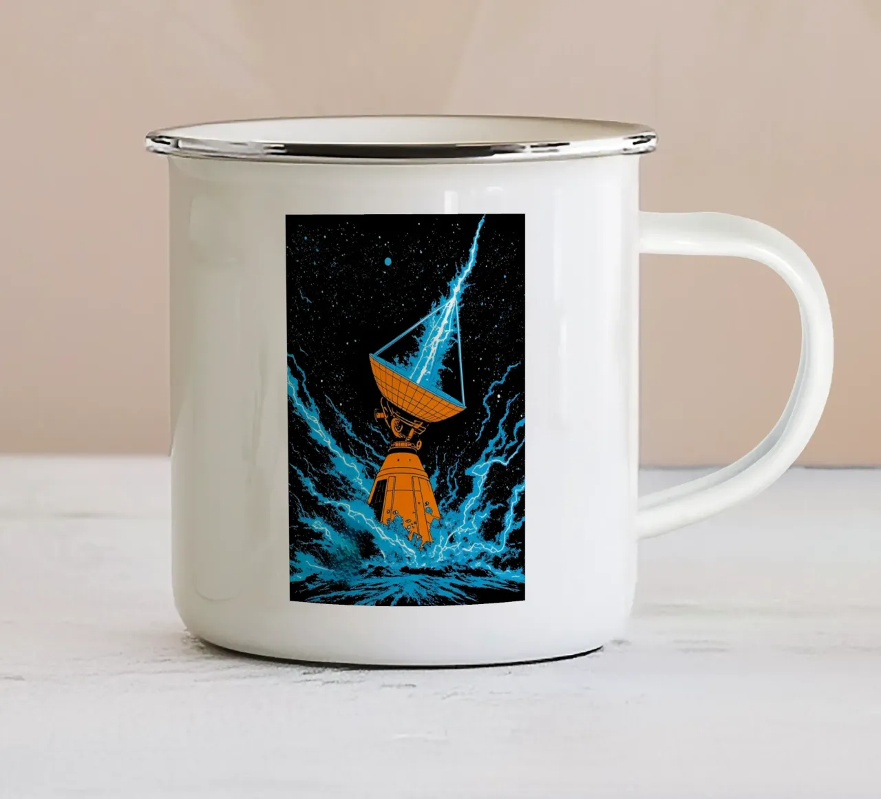 Antenna satellitare Lightning - Pop Art tazza in smalto da ColorCrash Gallery