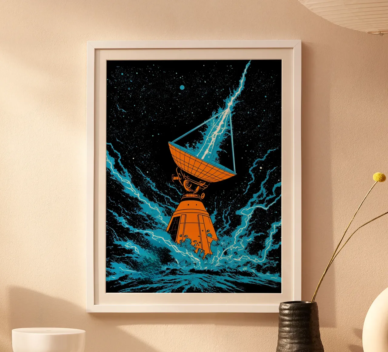 Antenna satellitare Lightning - Pop Art poster con telaio in plastica da ColorCrash Gallery