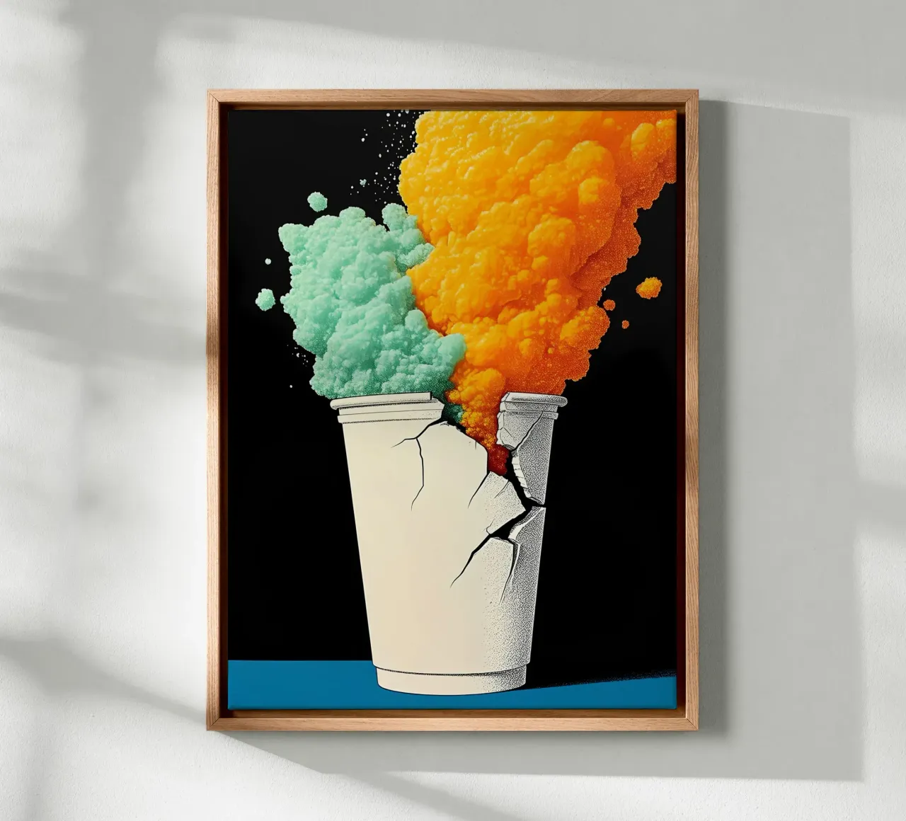 Bicchiere di carta incrinato - Pop Art tela con Cornice a cassetta da ColorCrash Gallery