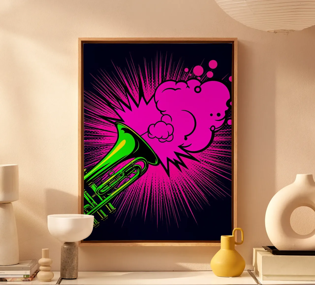 Trumpet - Pop Art canvas with Floater frame by ColorCrash Gallery