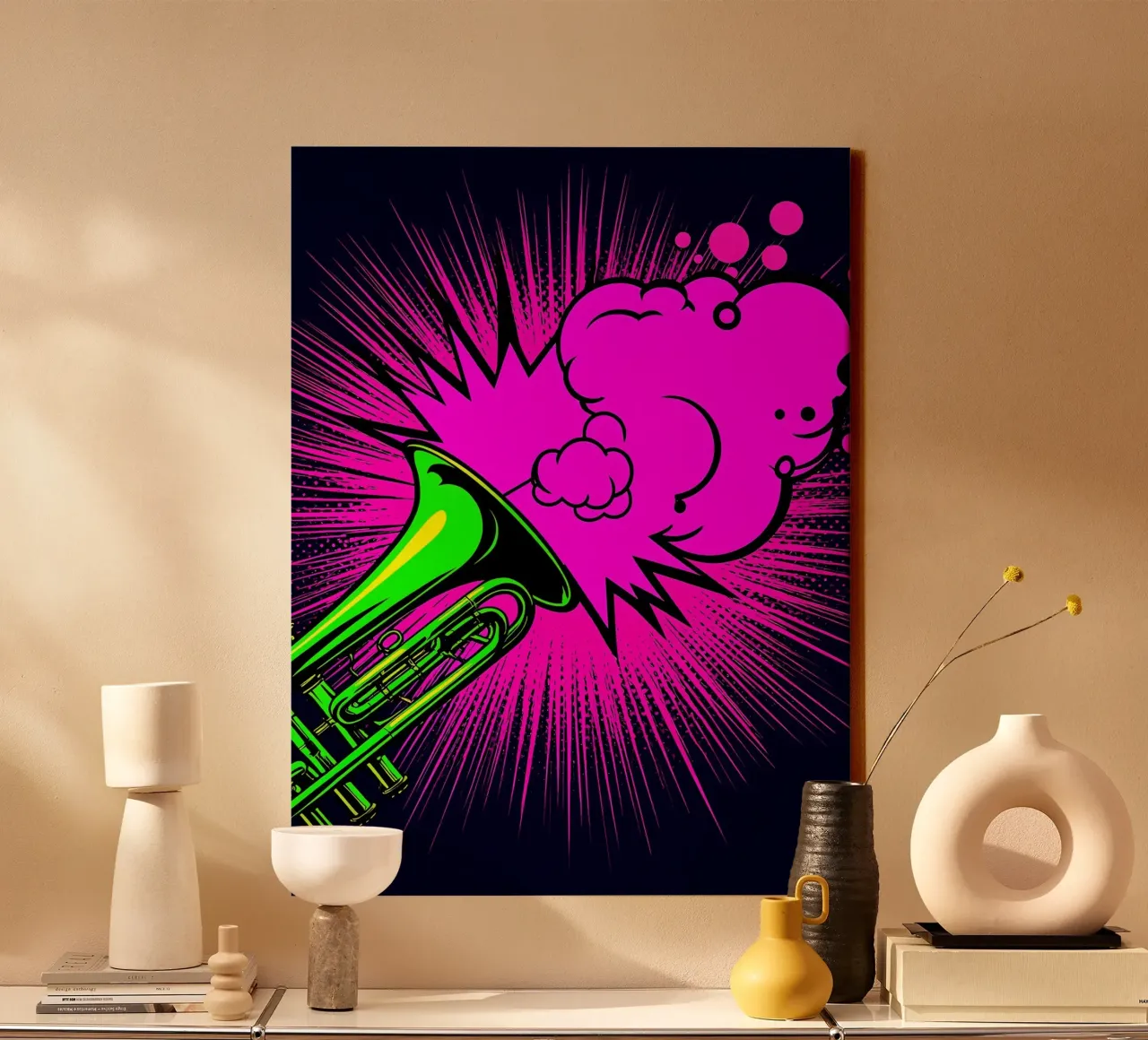 Trumpet - Pop Art canvas with Floater frame by ColorCrash Gallery