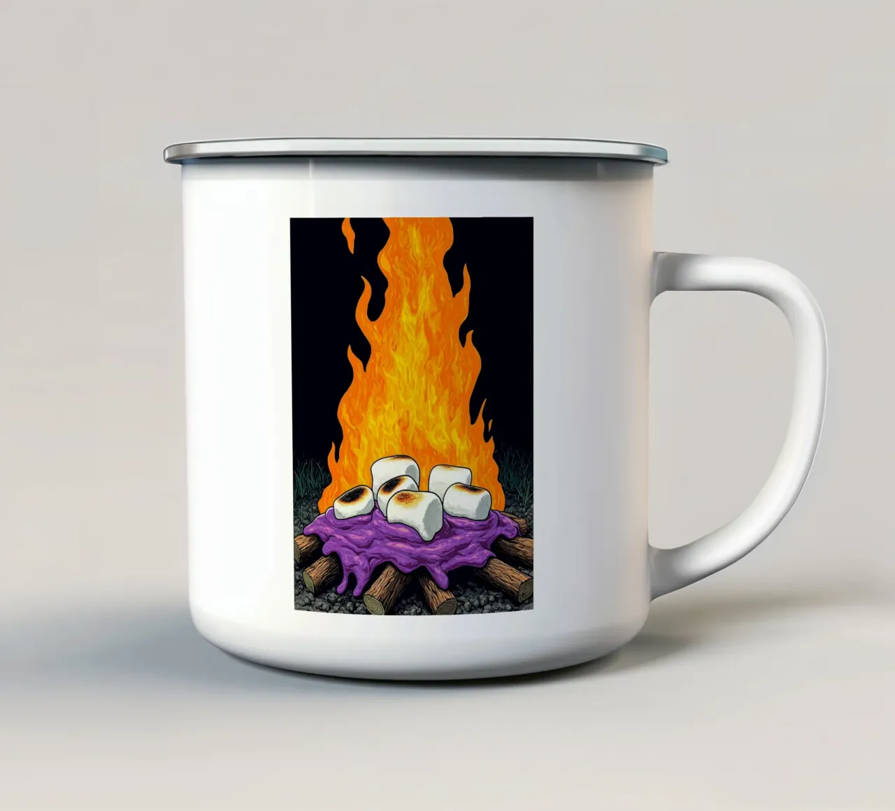 Marshmallows sul fuoco - Pop Art tazza in smalto da ColorCrash Gallery