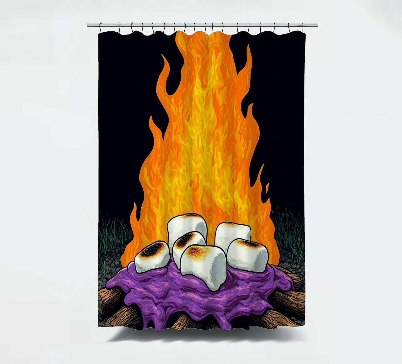 Marshmallows sul fuoco - Pop Art tenda da doccia da ColorCrash Gallery