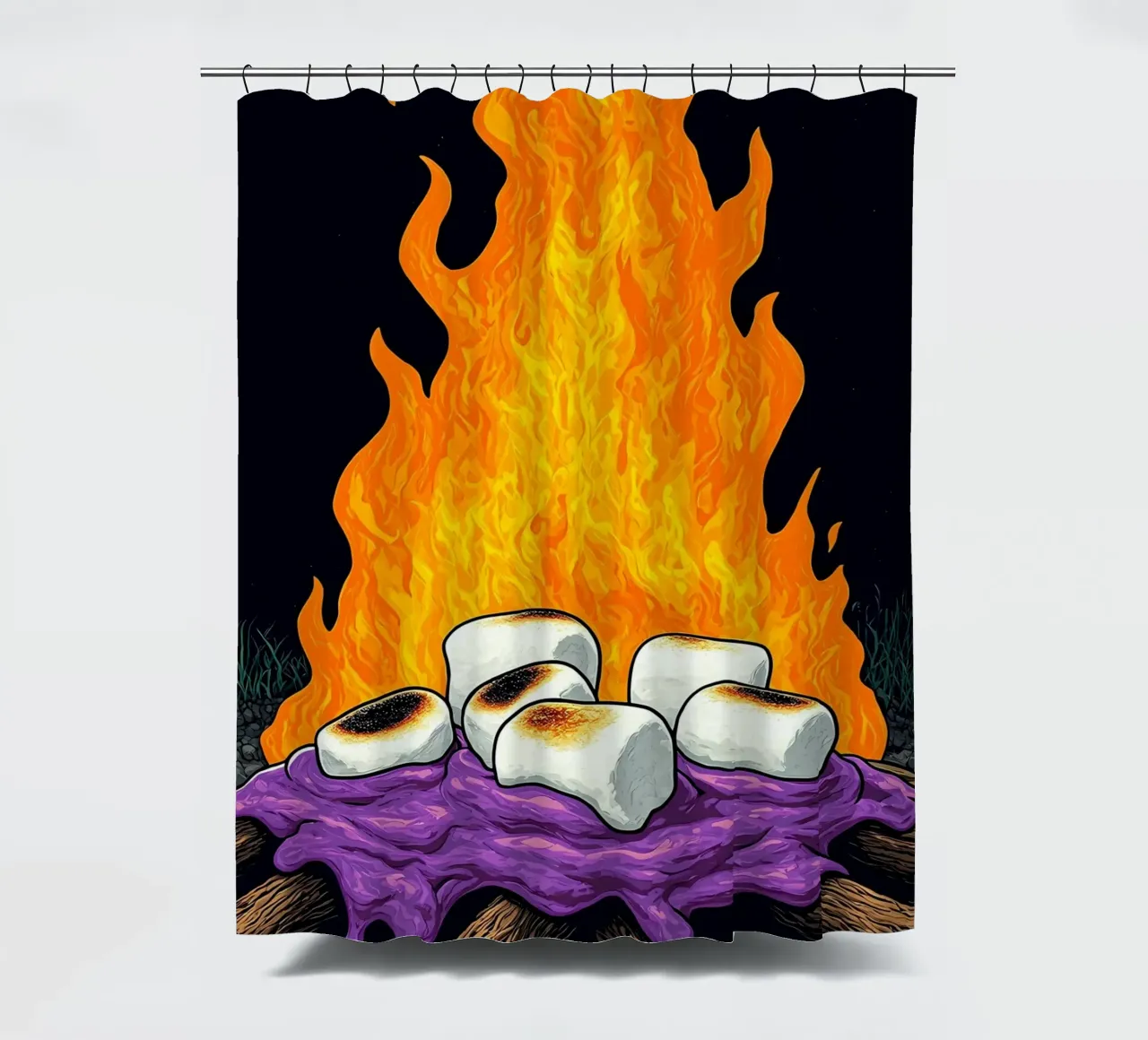 Marshmallows sul fuoco - Pop Art tenda da doccia da ColorCrash Gallery