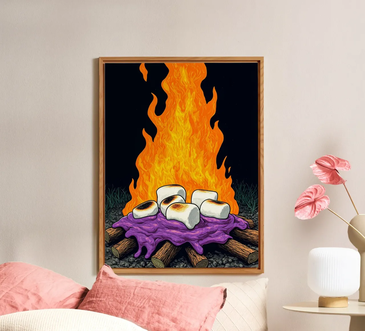 Marshmallows sul fuoco - Pop Art alluminio dibond da ColorCrash Gallery