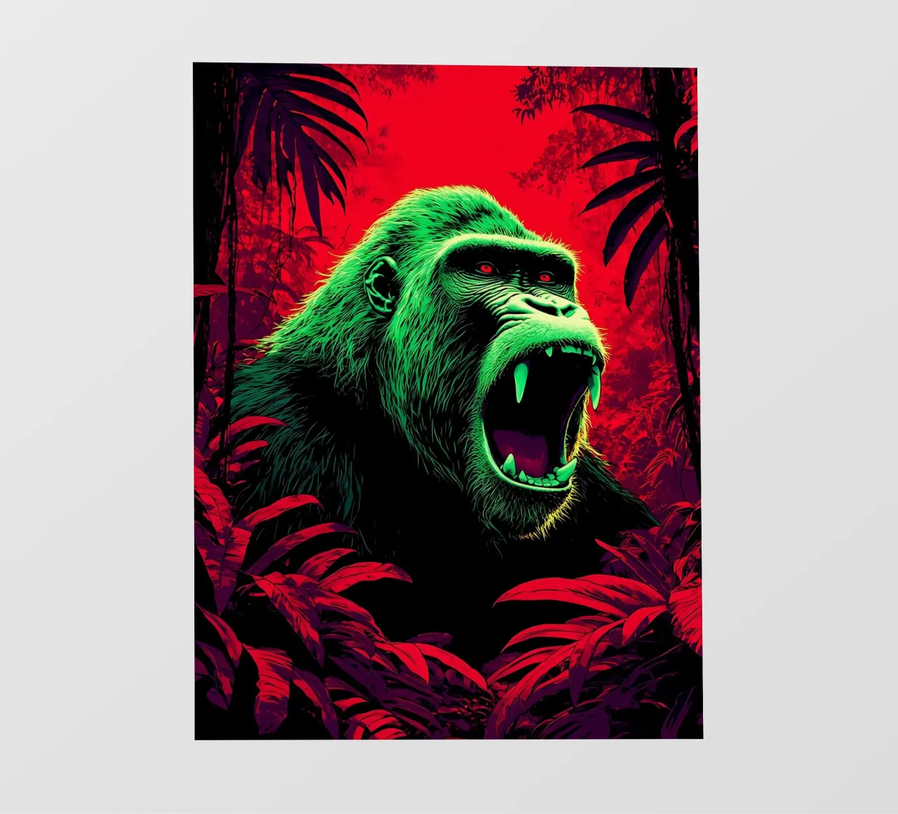 Gorilla nella giungla - Pop Art pellicola backlit da ColorCrash Gallery